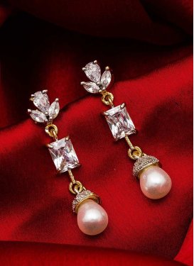 Trendy Gold Rodium Polish Stone Work Earrings
