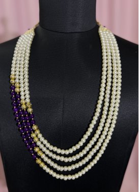 Trendy Off White and Purple Necklace For Festival