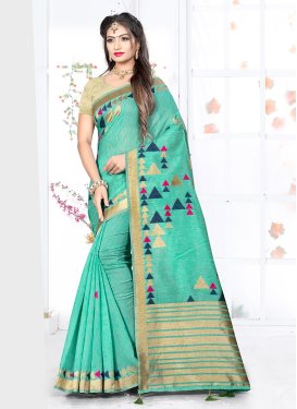 Turquoise Art Silk Weaving Traditional Designer Saree
