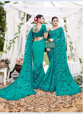 Turquoise Resham Trendy Saree