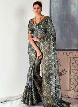 Tussar Silk Digital Print Work Designer Traditional Saree