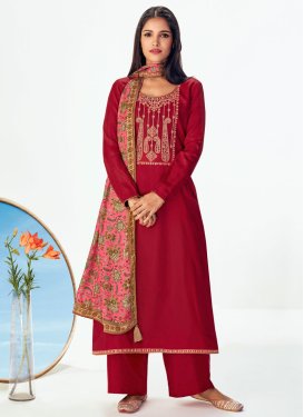 Tussar Silk Palazzo Style Pakistani Salwar Suit For Party