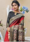 Grey and Red Woven Work Traditional Designer Saree - 1