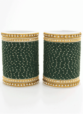 Unique Alloy Stone Work Bottle Green and Gold Bangles