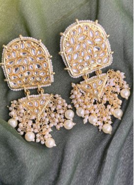 Unique Beads Work Gold Rodium Polish Earrings