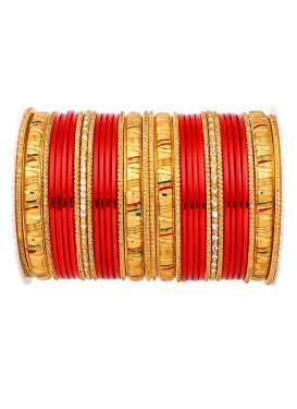 Unique Gold and Red Alloy Gold Rodium Polish Kada Bangles For Ceremonial