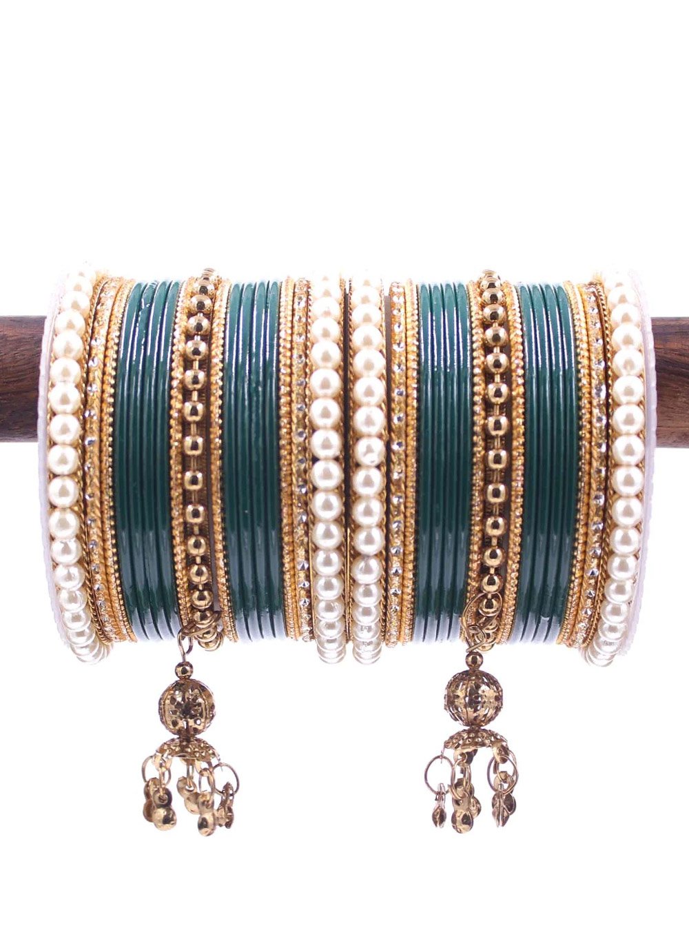 Unique Off White and Teal Alloy Bangles For Festival