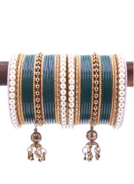 Unique Off White and Teal Alloy Bangles For Festival