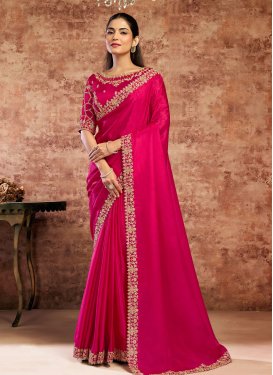 Uppada Silk Classic Saree with Cutdana Work in Rose Pink