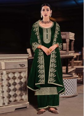 Velvet Embroidered Work Palazzo Style Pakistani Salwar Suit