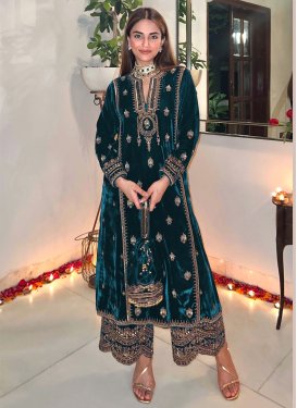 Velvet Palazzo Style Pakistani Salwar Suit