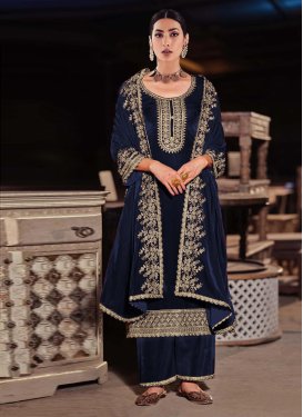 Velvet Palazzo Style Pakistani Salwar Suit For Ceremonial