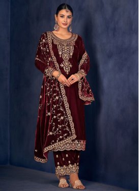 Velvet  Palazzo Style Pakistani Salwar Suit For Festival