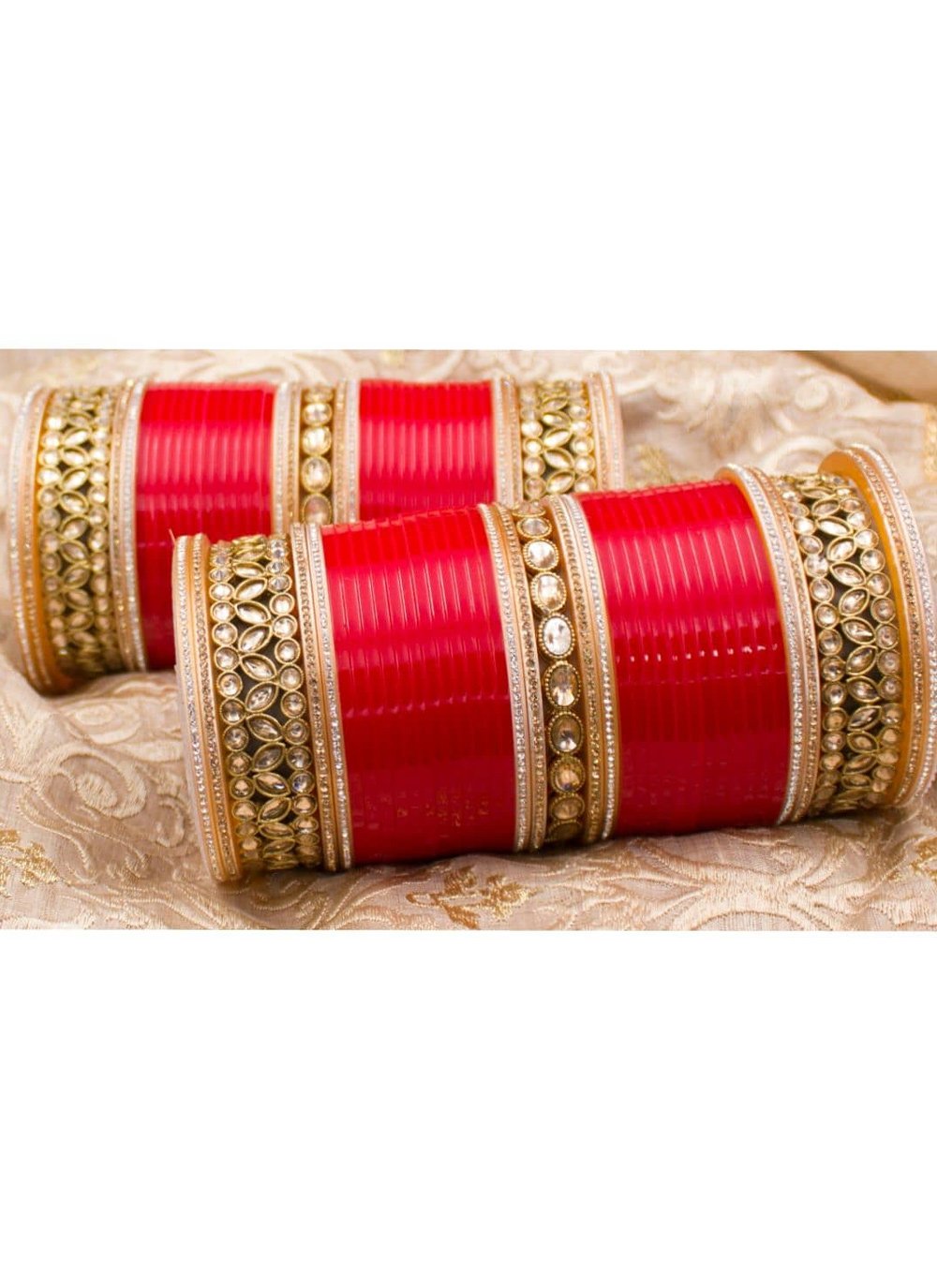 Versatile Alloy Gold and Red Bangles