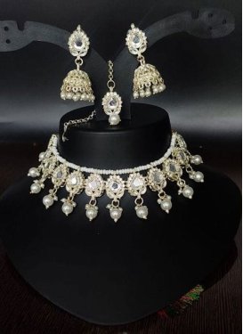 Versatile Alloy Silver Rodium Polish Beads Work Necklace Set