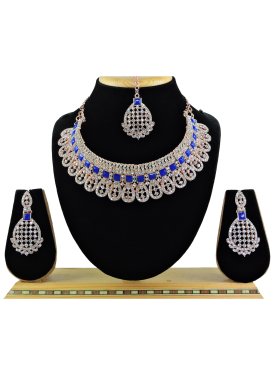 Versatile Alloy Stone Work Blue and White Necklace Set