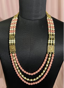 Versatile Beads Work Khaki and Salmon Necklace for Party