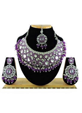 Versatile Beads Work Silver Rodium Polish Necklace Set