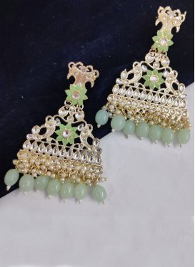 Versatile Off White and Sea Green Alloy Earrings