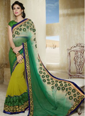 Versatile Patch And Lace Work Half N Half Party Wear Saree