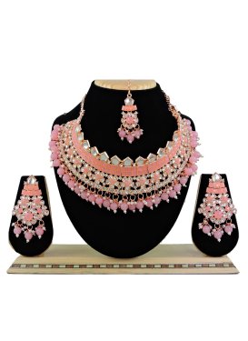 Versatile Pink and White Gold Rodium Polish Necklace Set