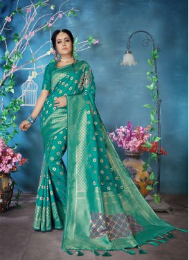 Versatile Sea Green Banarasi Silk Designer Traditional Saree