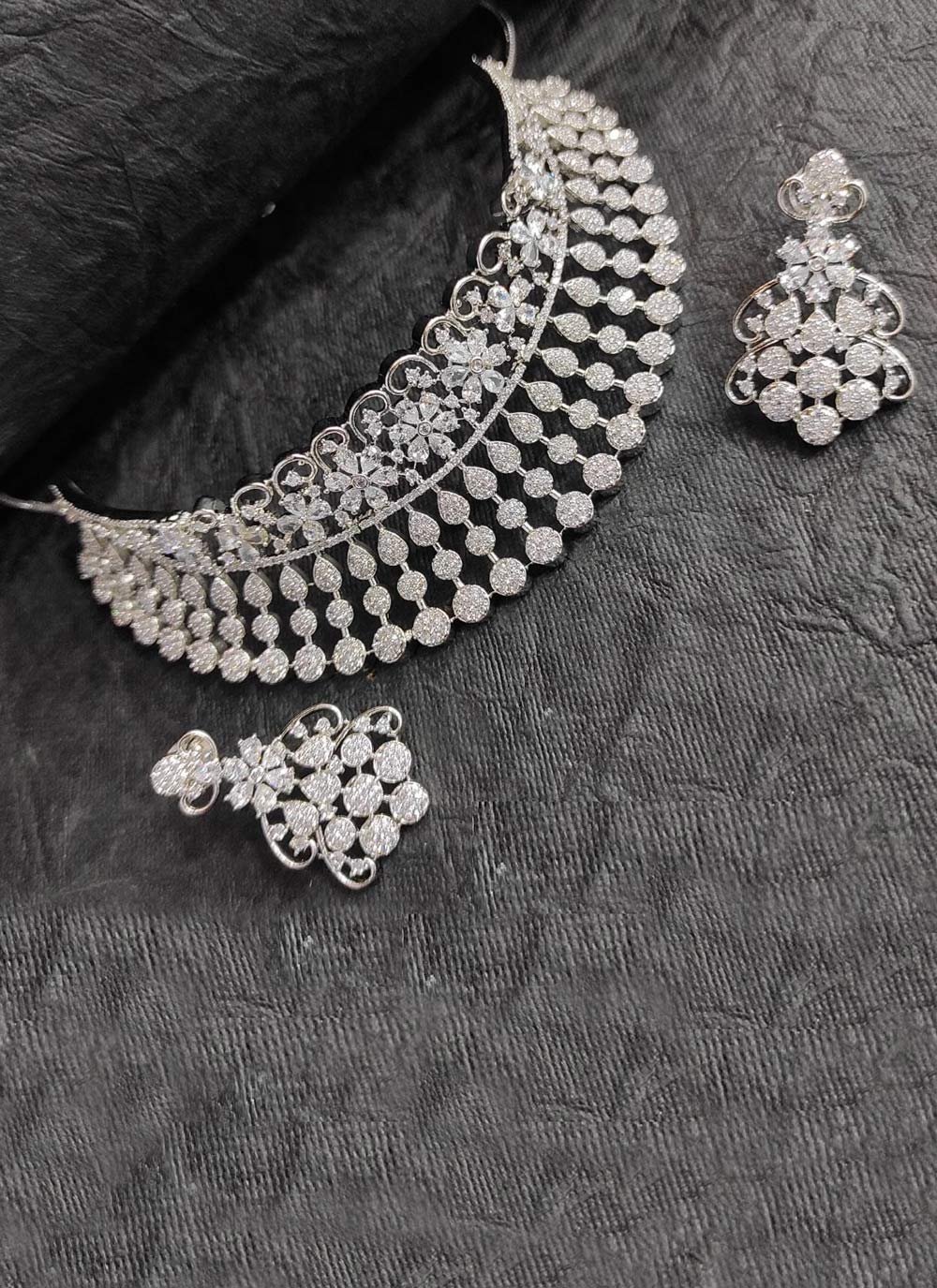 Versatile Silver Rodium Polish Necklace Set For Party
