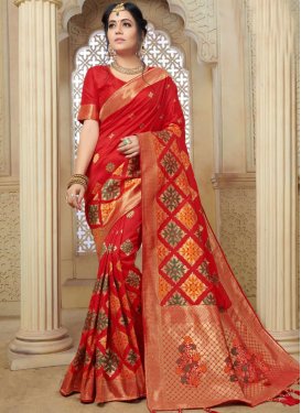 Vibrant Red Traditional Saree