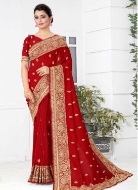 Vichitra Silk Designer Contemporary Style Saree