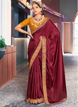 Vichitra Silk Designer Contemporary Style Saree For Casual