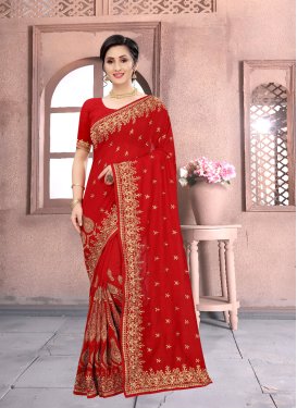 Vichitra Silk Designer Contemporary Style Saree For Ceremonial