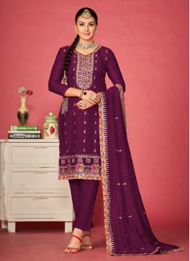 Vichitra Silk Designer Straight Suit