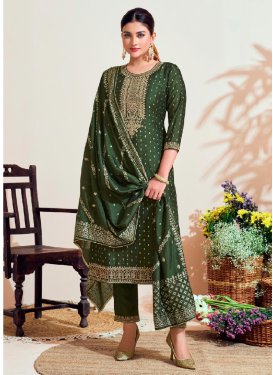 Vichitra Silk Embroidered Work Designer Straight Salwar Suit