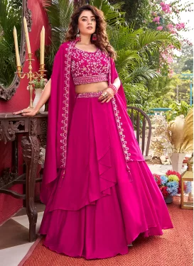 Vichitra Silk Embroidered Work Readymade Lehenga Choli in Rose Pink