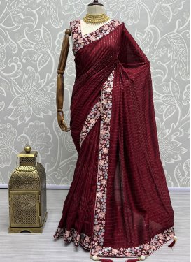 Vichitra Silk Embroidered Work Trendy Classic Saree