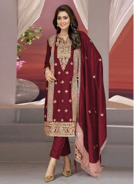 Vichitra Silk Pant Style Pakistani Salwar Kameez For Festival