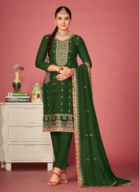 Vichitra Silk Pant Style Straight Salwar Kameez