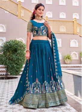 Vichitra Silk Readymade Lehenga Choli with Embroidered Work in Teal