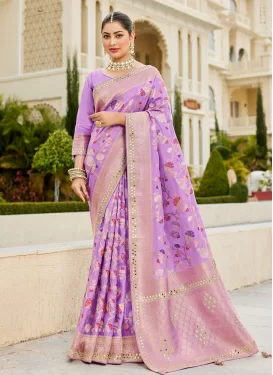 Viscose Swarovski Work Traditional Saree in Mauve