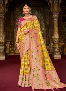 Weaving Print Work Trendy Designer Saree