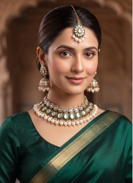 White Beads Work Necklace Set