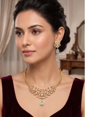 White Stone Work Necklace Set