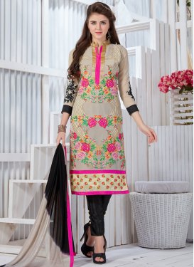 Winsome Embroidered Work Faux Georgette Pant Style Salwar Kameez For Ceremonial