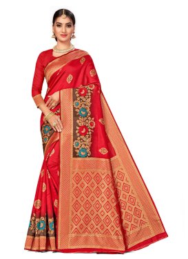 Woven Work Art Silk Designer Traditional Saree For Casual