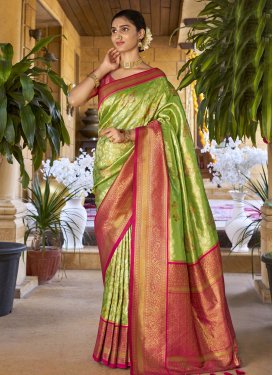 Woven Work Art Silk Designer Traditional Saree For Ceremonial