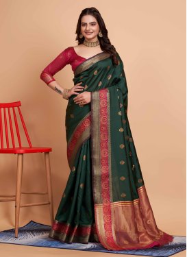 Woven Work Art Silk Traditional Designer Saree For Casual