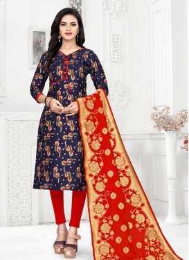 Woven Work Art Silk Trendy Churidar Salwar Suit