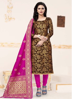 Woven Work Art Silk Trendy Straight Salwar Suit