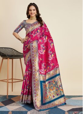 Woven Work Banarasi Silk Designer Contemporary Saree For Ceremonial
