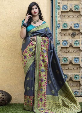 Woven Work Banarasi Silk Trendy Classic Saree For Ceremonial